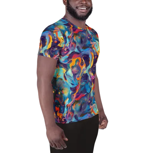 Whimsical Fusion on a Men's Athletic T-Shirt