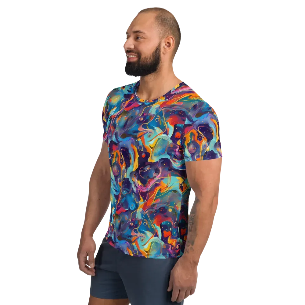 Whimsical Fusion on Men's Athletic T-Shirt — Left