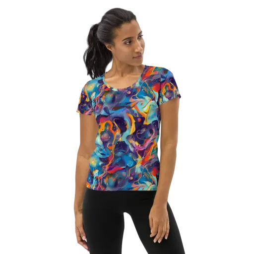 Whimsical Fusion on a Women's Athletic T-Shirt