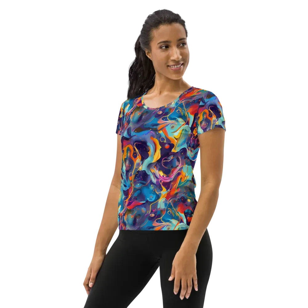 Whimsical Fusion on Women's Athletic T-Shirt — Left