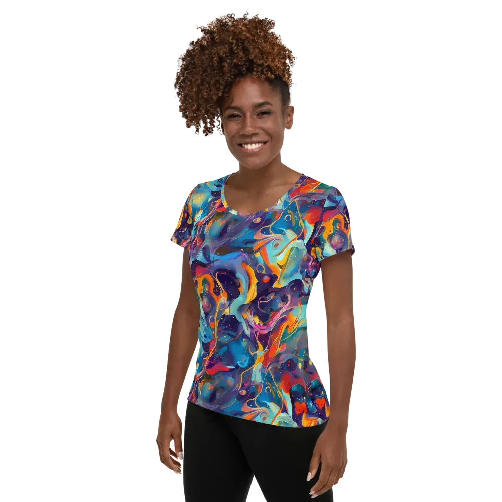 Whimsical Fusion on Women's Athletic T-Shirt — Left