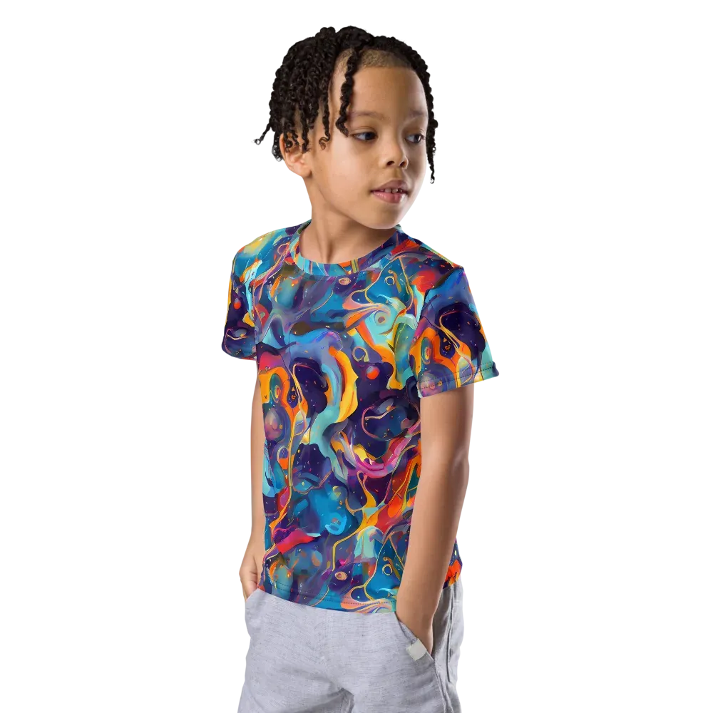 Whimsical Fusion on Kids Crew Neck T-Shirt — Left Front