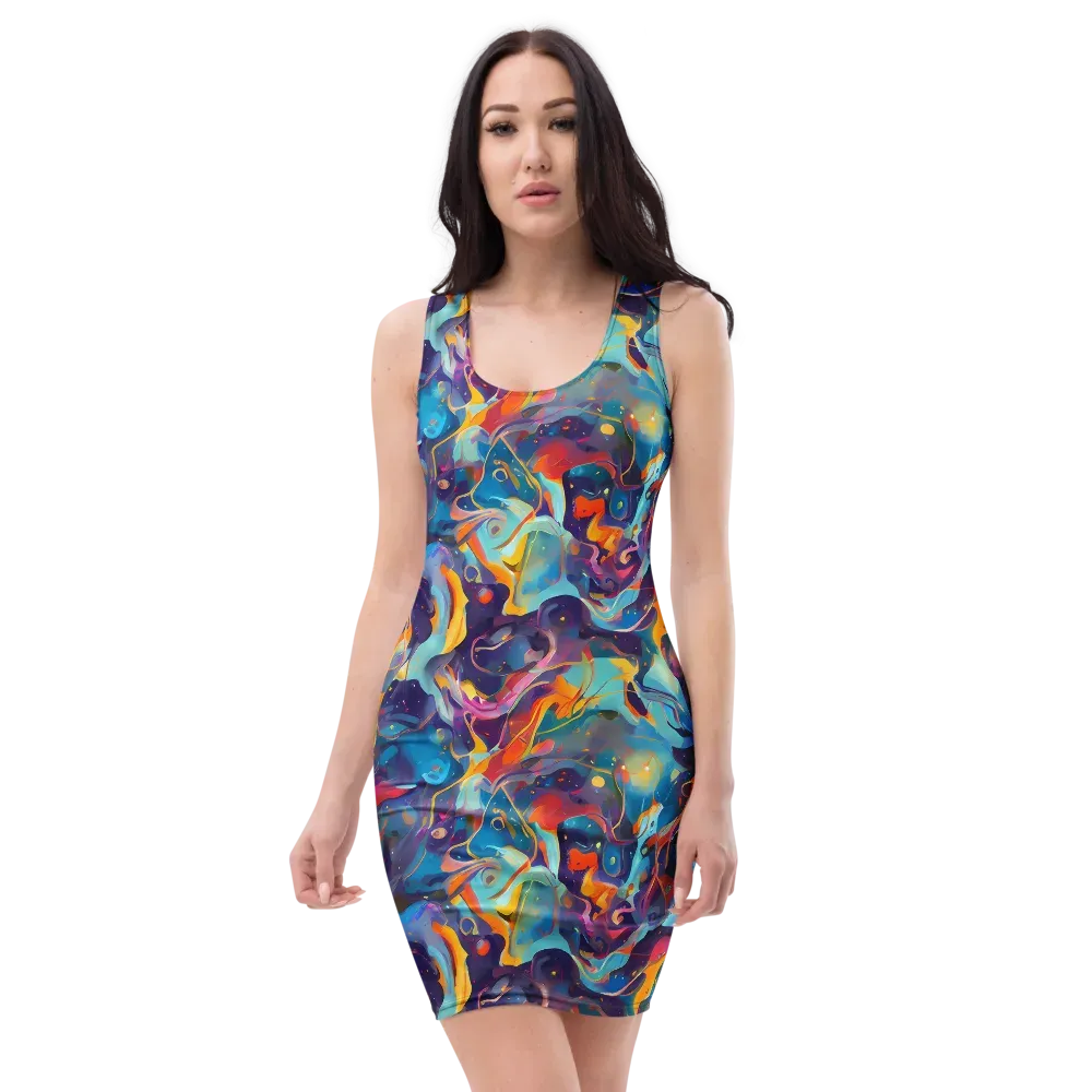 Whimsical Fusion on Bodycon Dress — Front