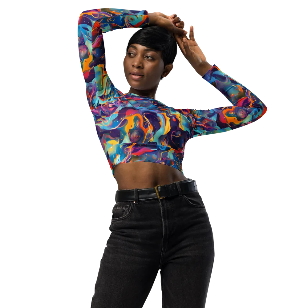 Whimsical Fusion on Long Sleeve Crop Top — Front