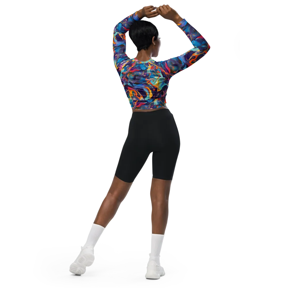 Whimsical Fusion on Long Sleeve Crop Top — Back