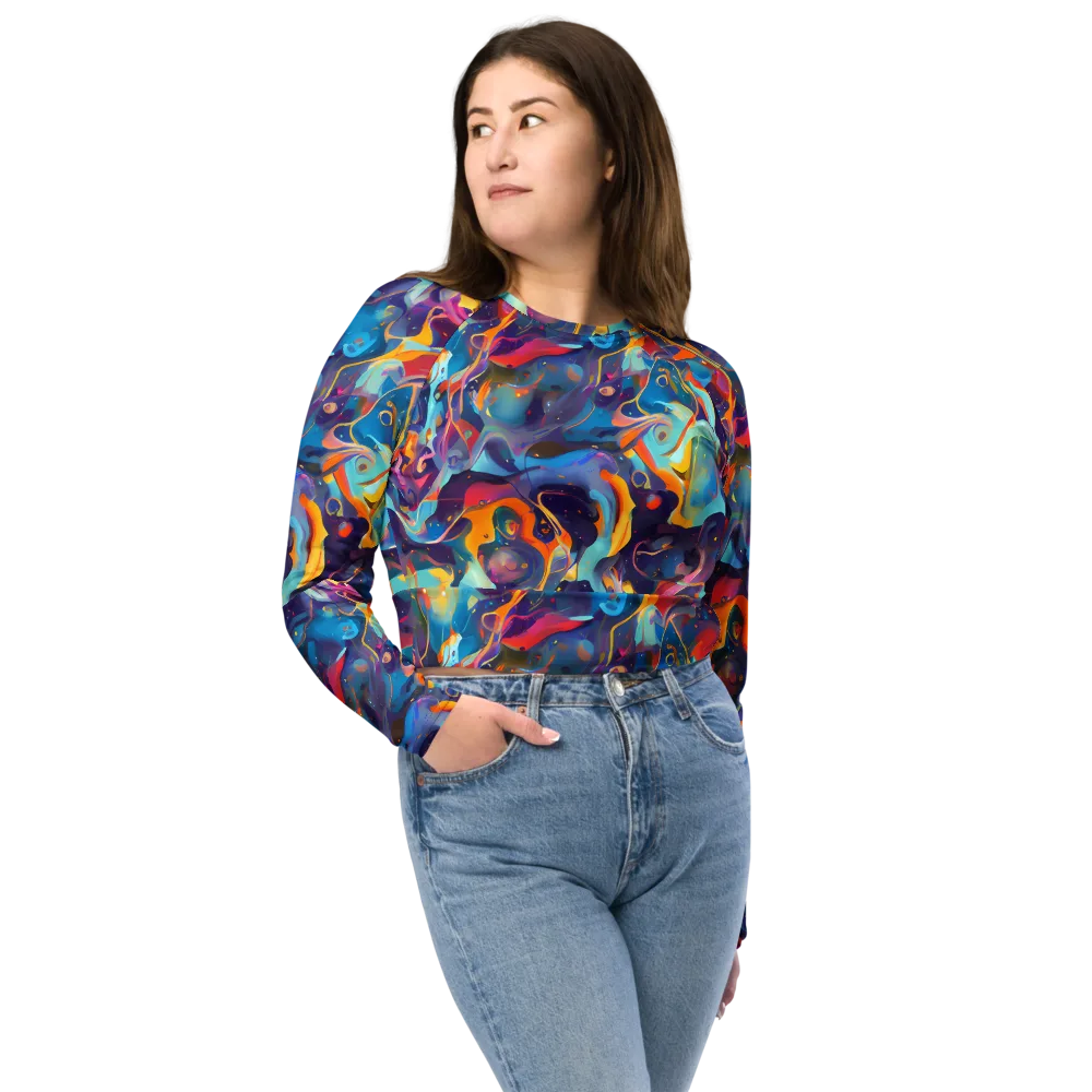 Whimsical Fusion on Long Sleeve Crop Top — Front