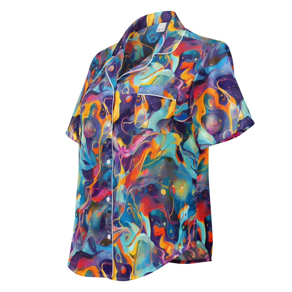 Whimsical Fusion on Women's Short Sleeve Pajama Top — Left Front