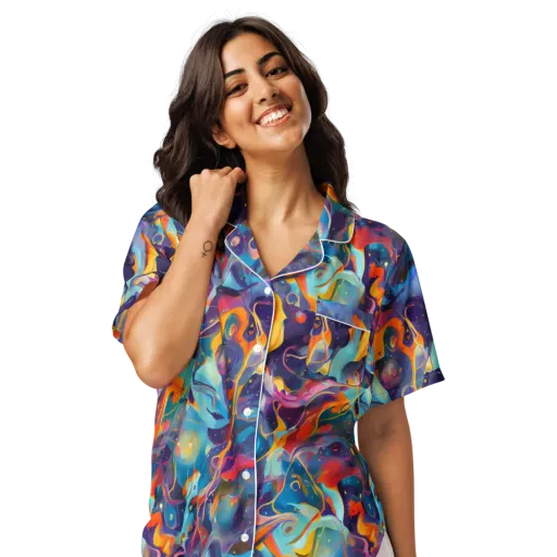 Whimsical Fusion on a Women's Short Sleeve Pajama Top