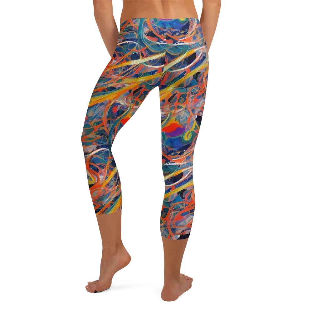 Vivid Tangle on Capri Leggings — Back
