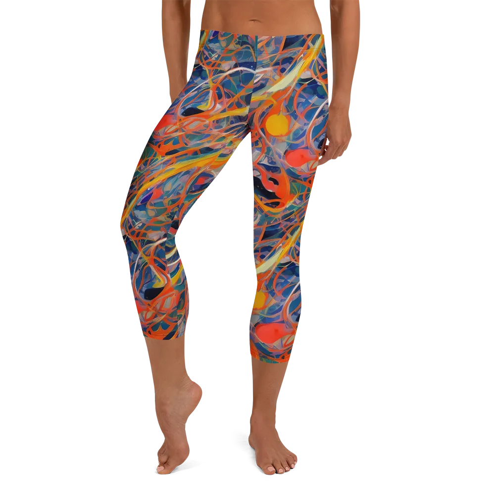 Vivid Tangle on Capri Leggings — Front