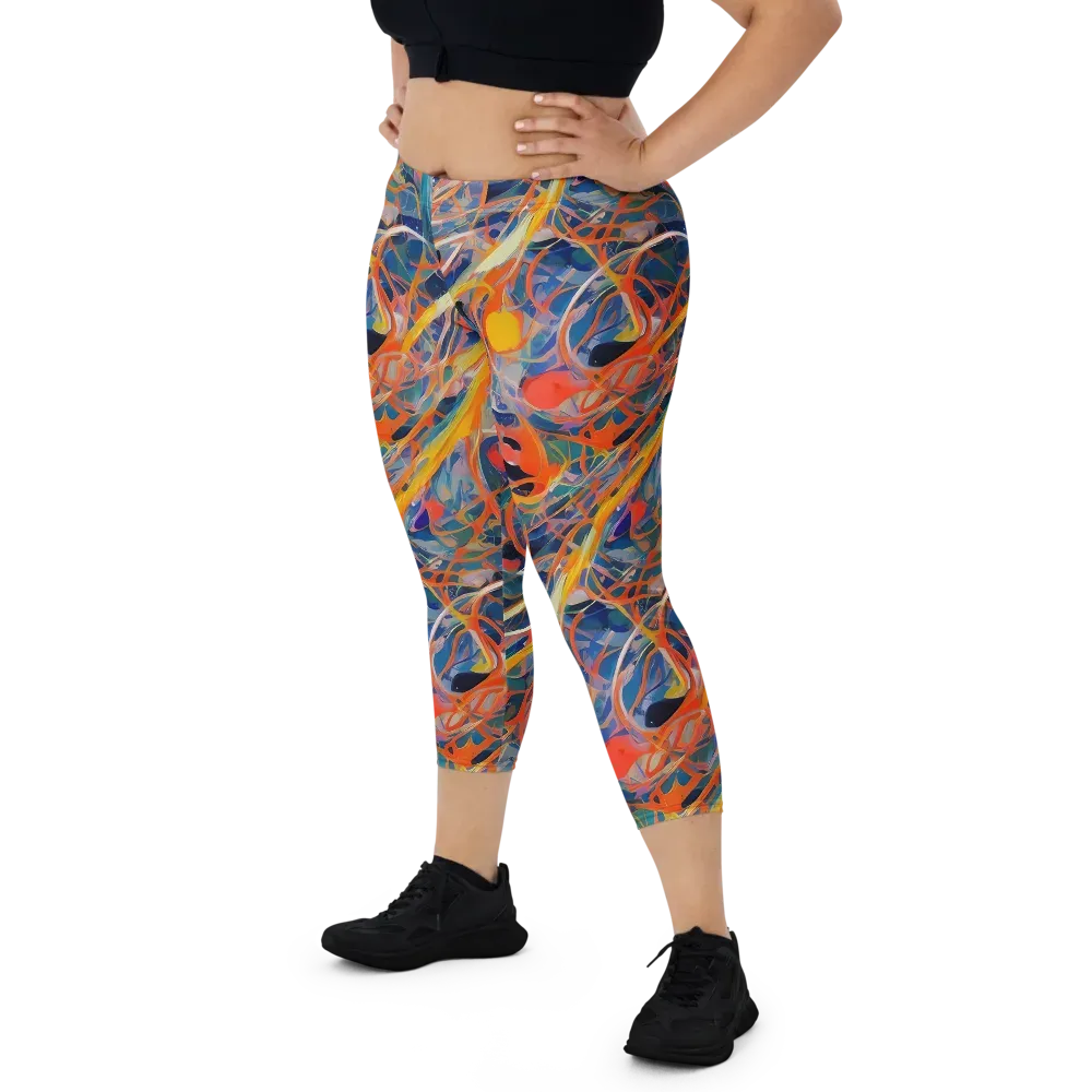 Vivid Tangle on Capri Leggings — Front