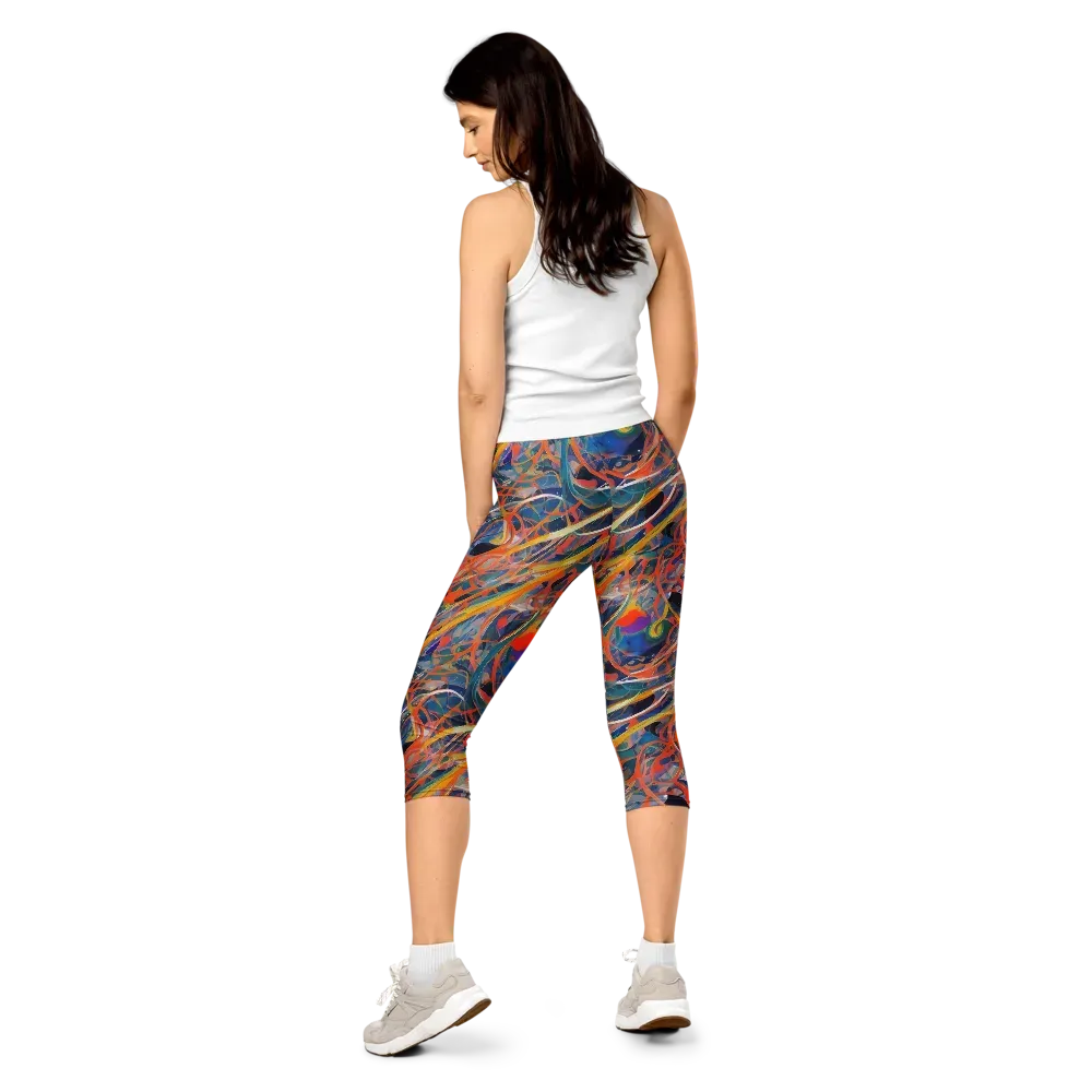 Vivid Tangle on Capri Leggings — Back