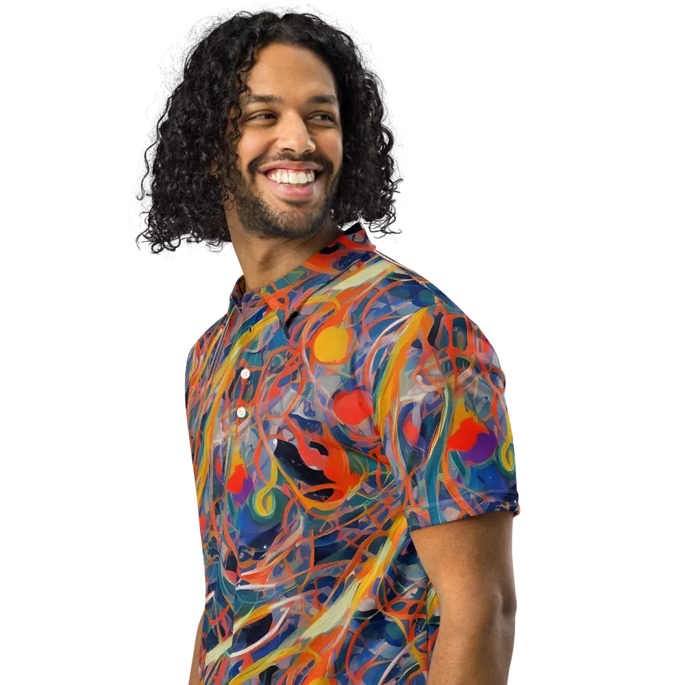Vivid Tangle on Men's Slim Fit Polo Shirt — Left Front