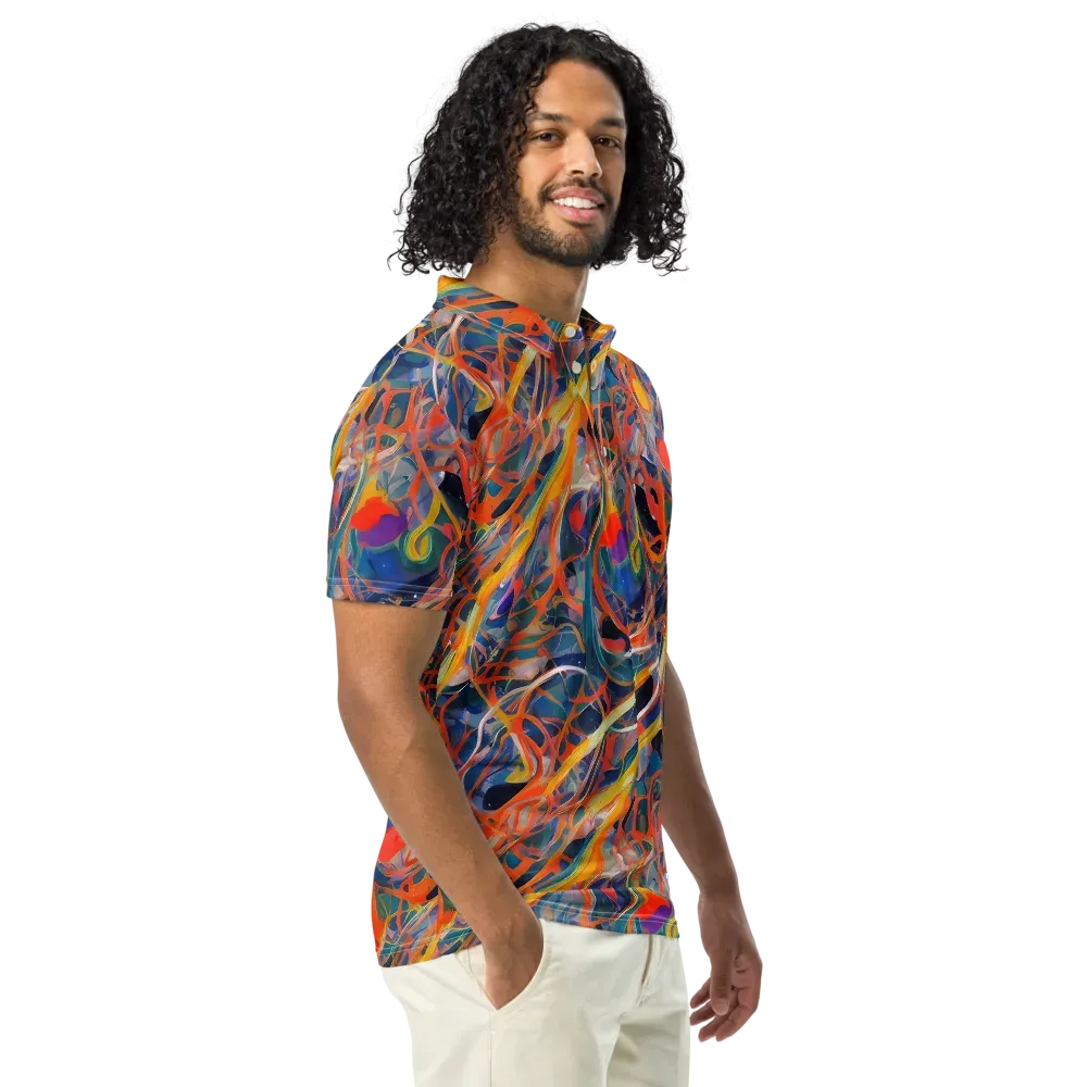 Vivid Tangle on Men's Slim Fit Polo Shirt — Right Front