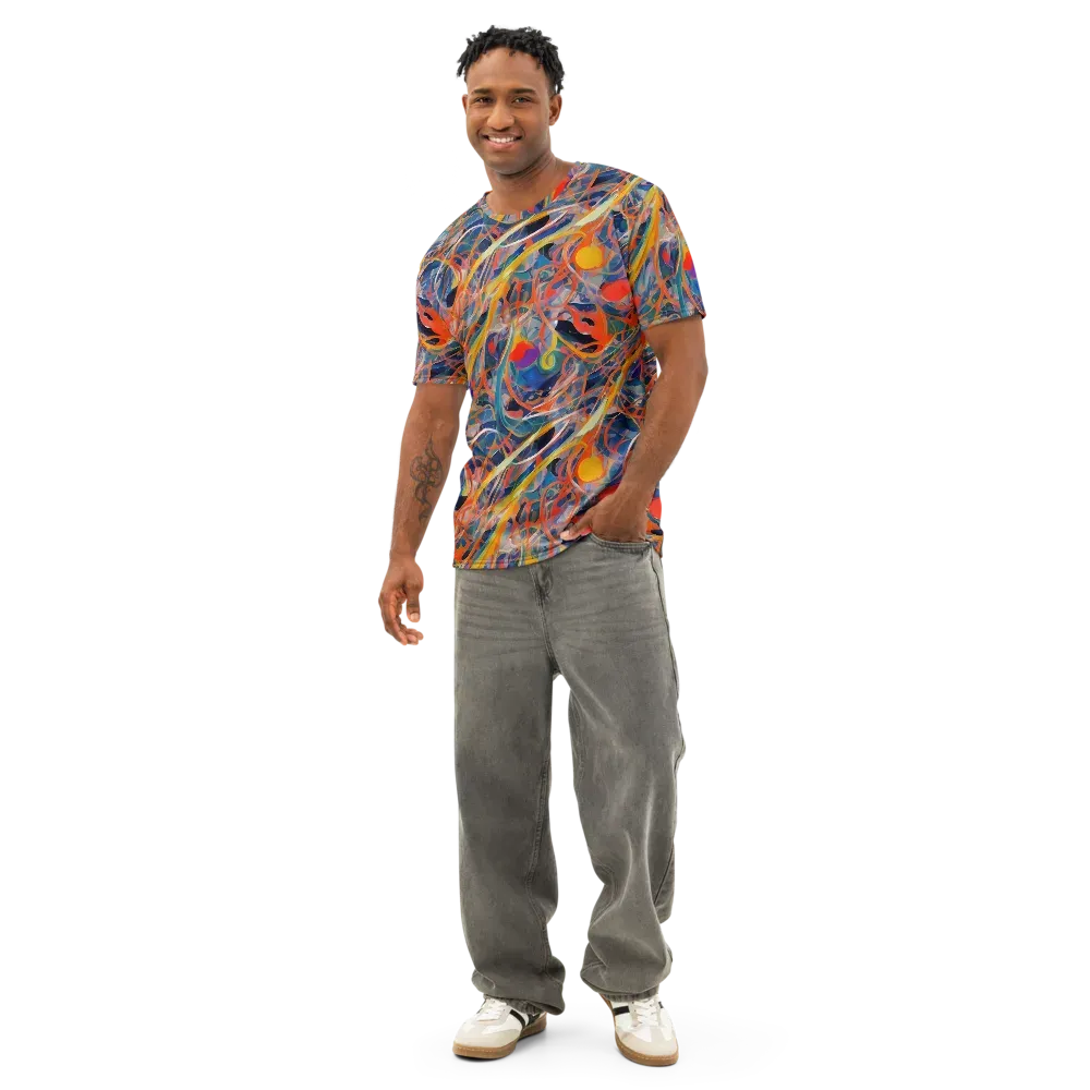 Vivid Tangle on Men's Cotton Crew Neck T-Shirt — Front