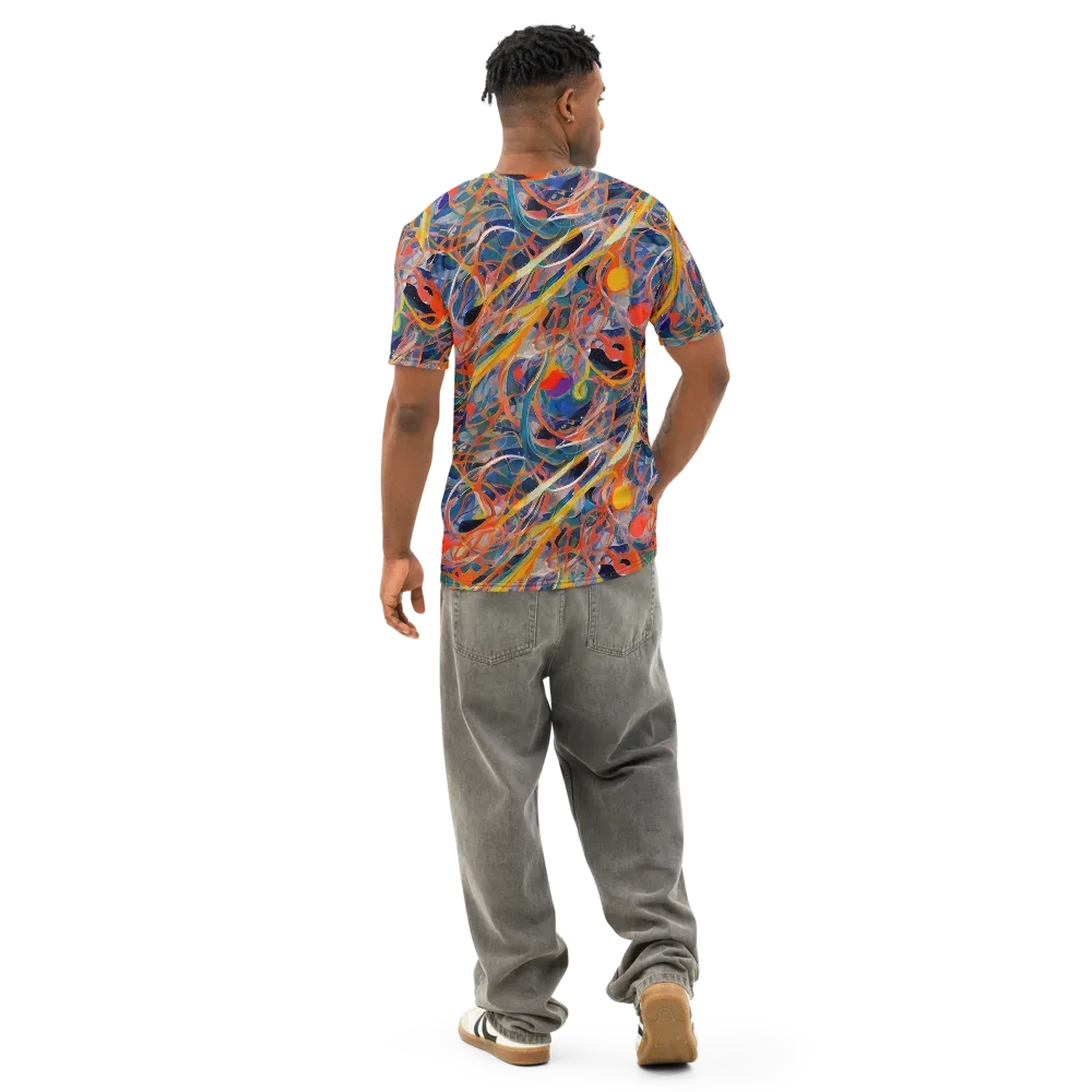 Vivid Tangle on Men's Cotton Crew Neck T-Shirt — Back