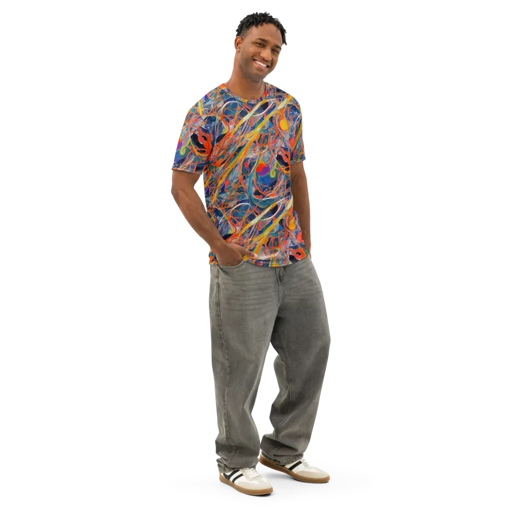 Vivid Tangle on Men's Cotton Crew Neck T-Shirt — Right Front