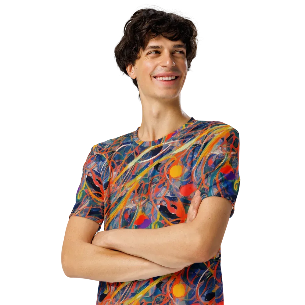 Vivid Tangle on Men's Crew Neck T-Shirt — Left Front