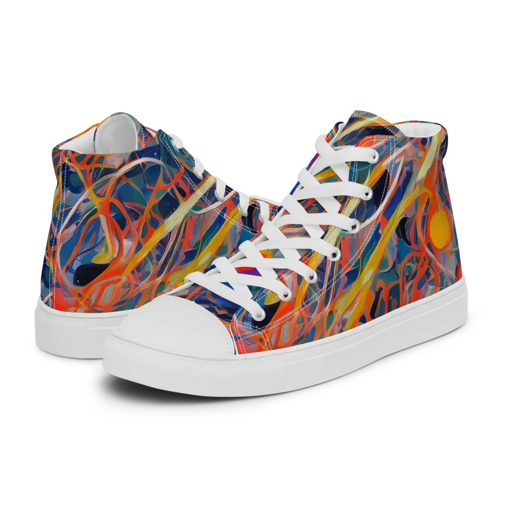 Vivid Tangle on Men's High Top Canvas Shoes — Left