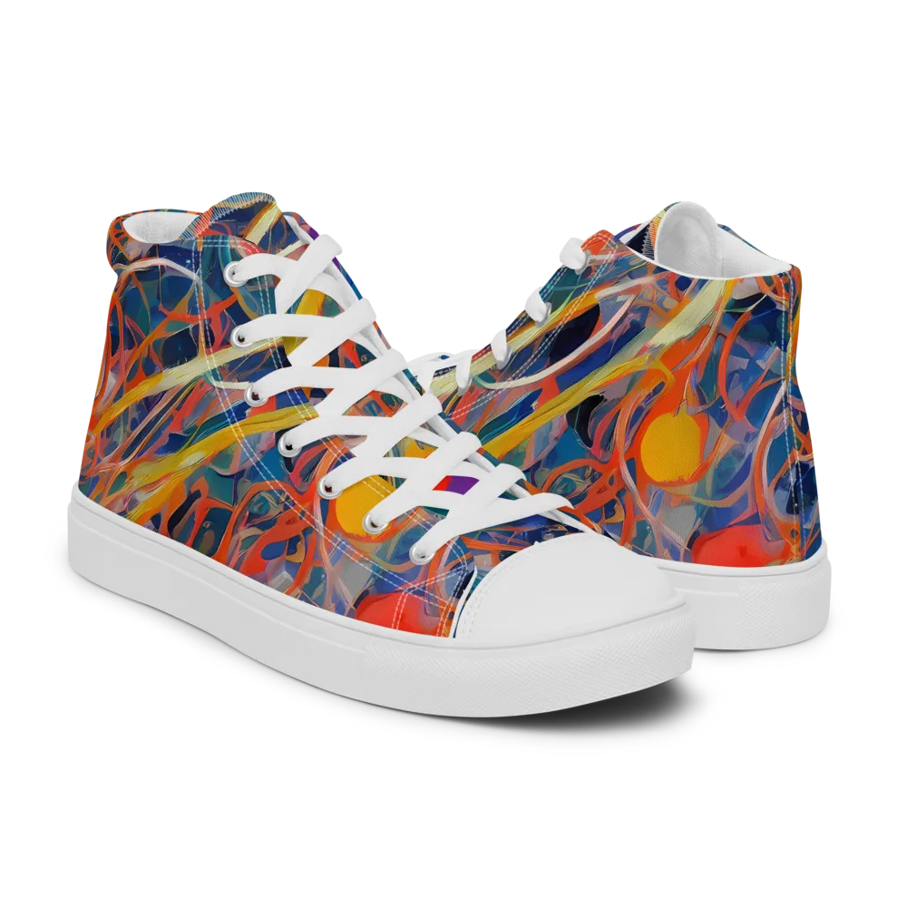 Vivid Tangle on Men's High Top Canvas Shoes — Right
