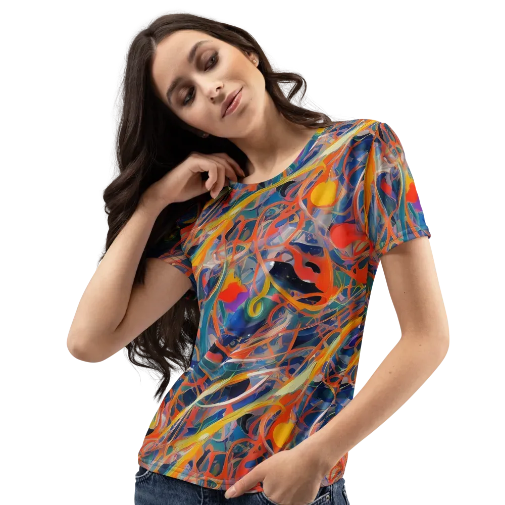 Vivid Tangle on Women's Crew Neck T-Shirt — Left Front