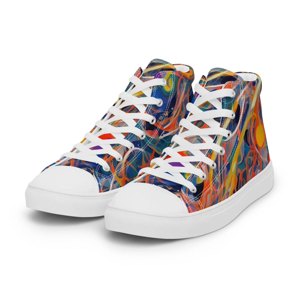 Vivid Tangle on Women's High Top Canvas Shoes — Left Front
