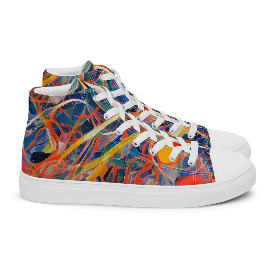Vivid Tangle on Women's High Top Canvas Shoes — Right