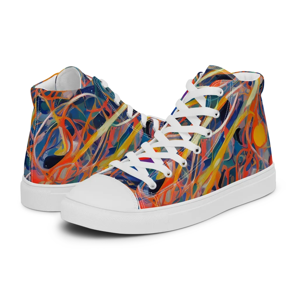 Vivid Tangle on Women's High Top Canvas Shoes — Left