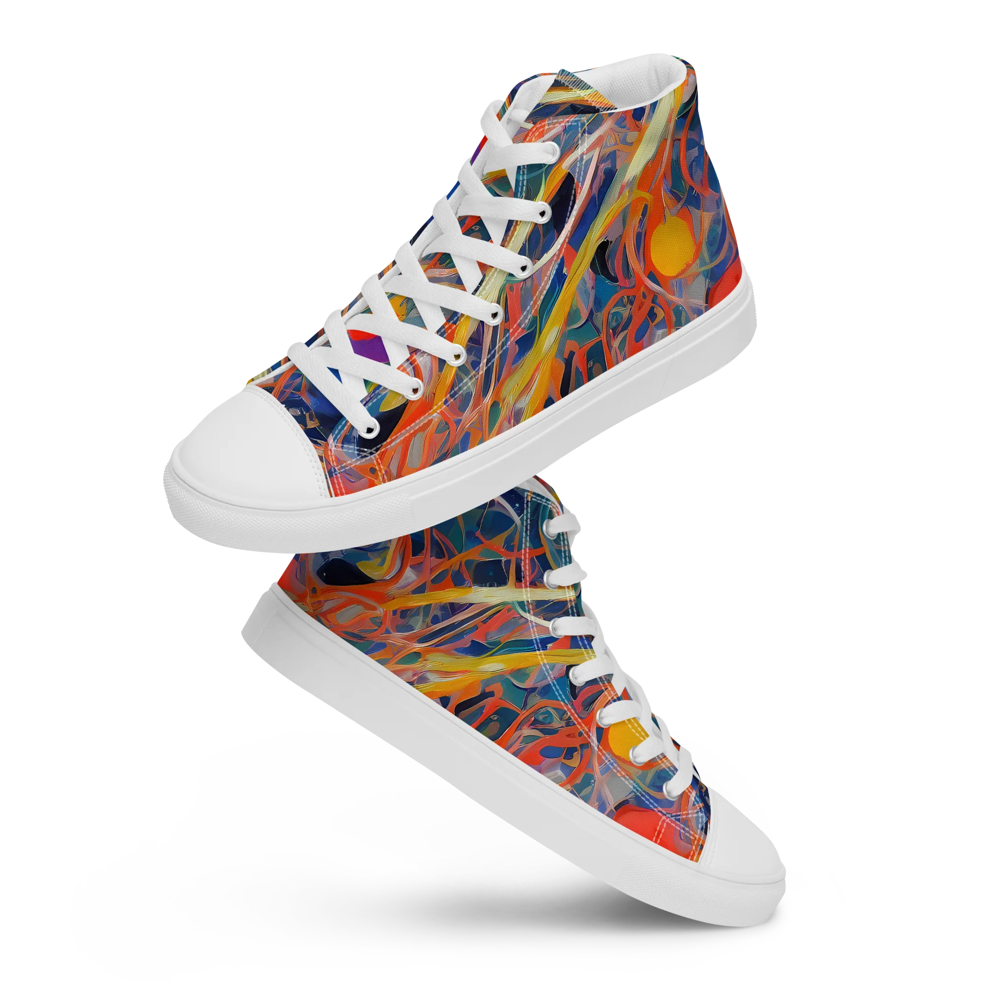 Vivid Tangle on Women's High Top Canvas Shoes — Front