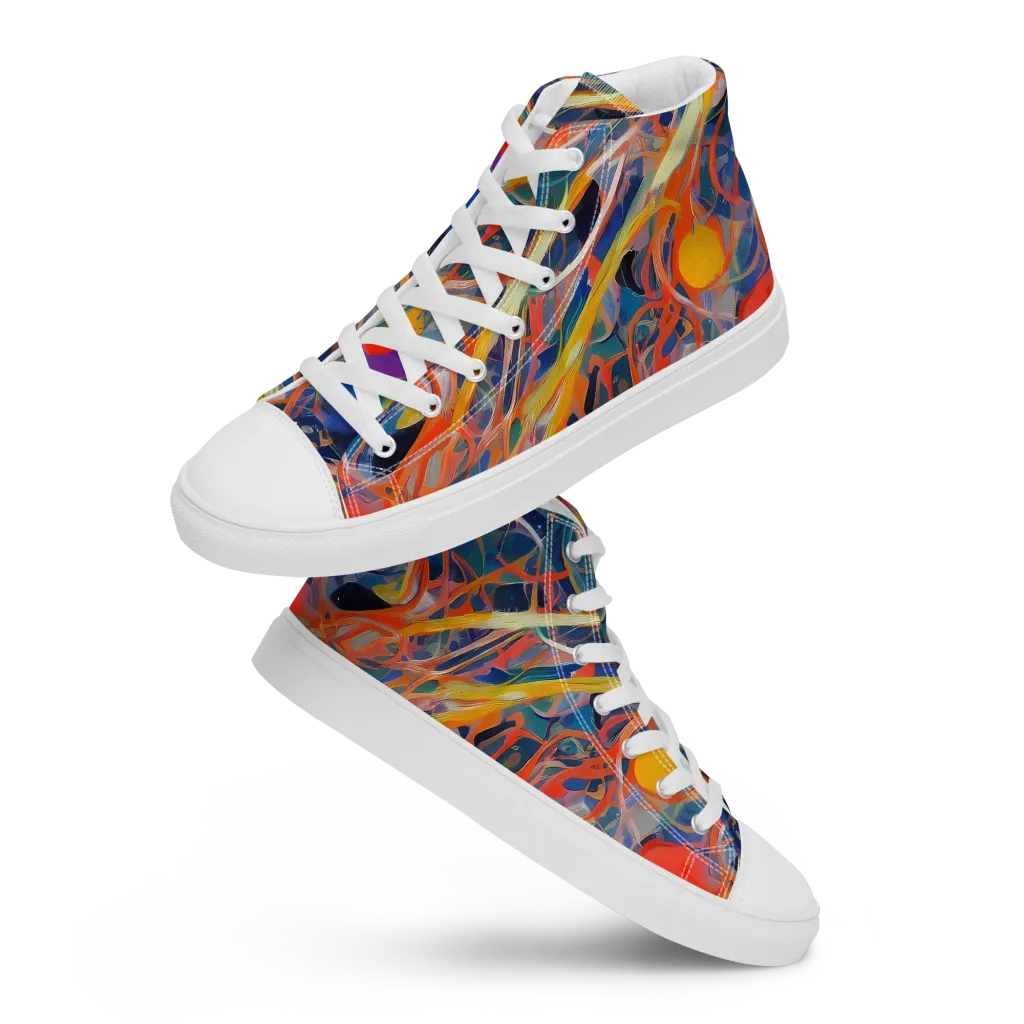 Vivid Tangle on Women's High Top Canvas Shoes — Front