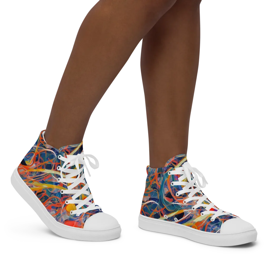Vivid Tangle on Women's High Top Canvas Shoes — Right