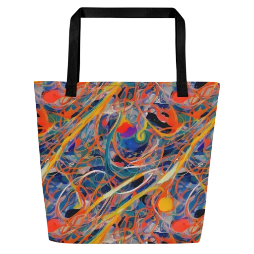 Vivid Tangle on a Large Tote Bag W/ Pocket