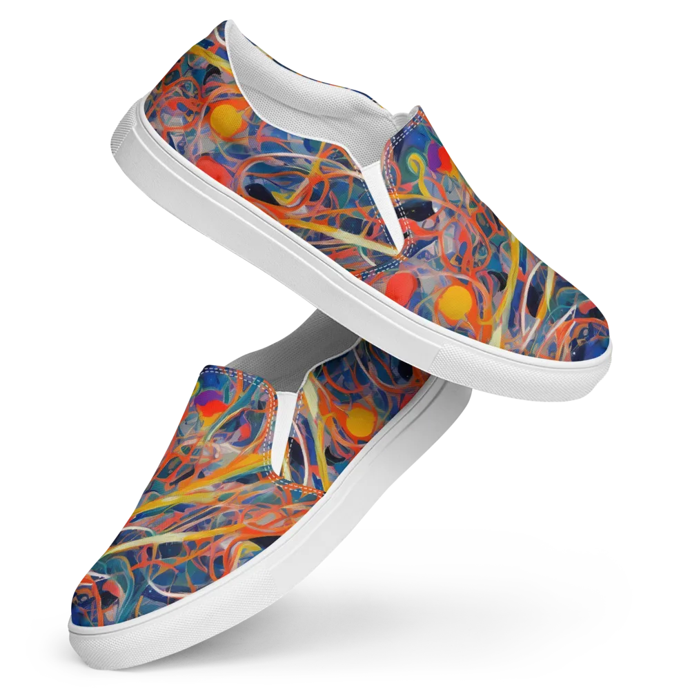 Vivid Tangle on Women's Slip-On Canvas Shoes — Front