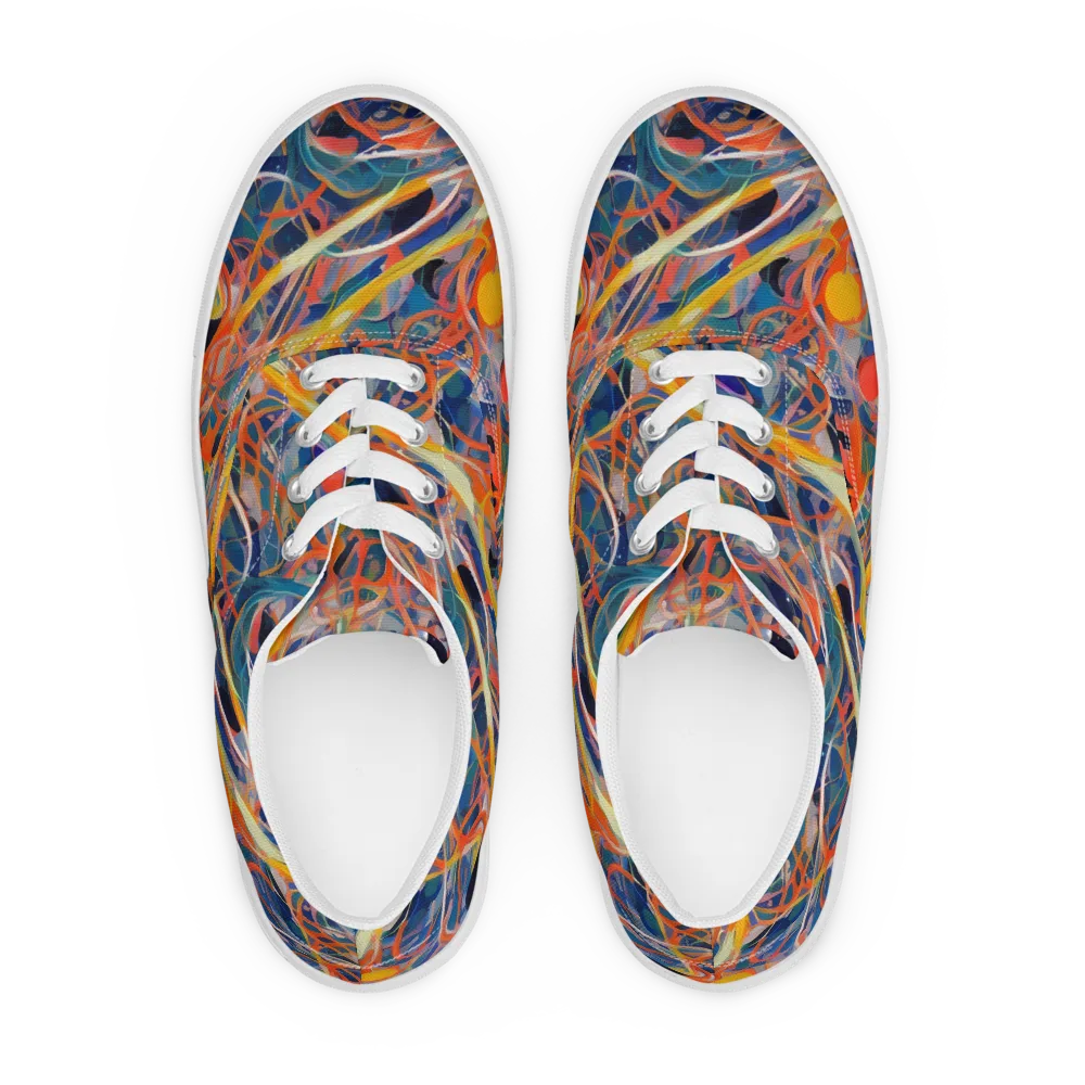 Vivid Tangle on Men's Lace-Up Canvas Shoes — Front