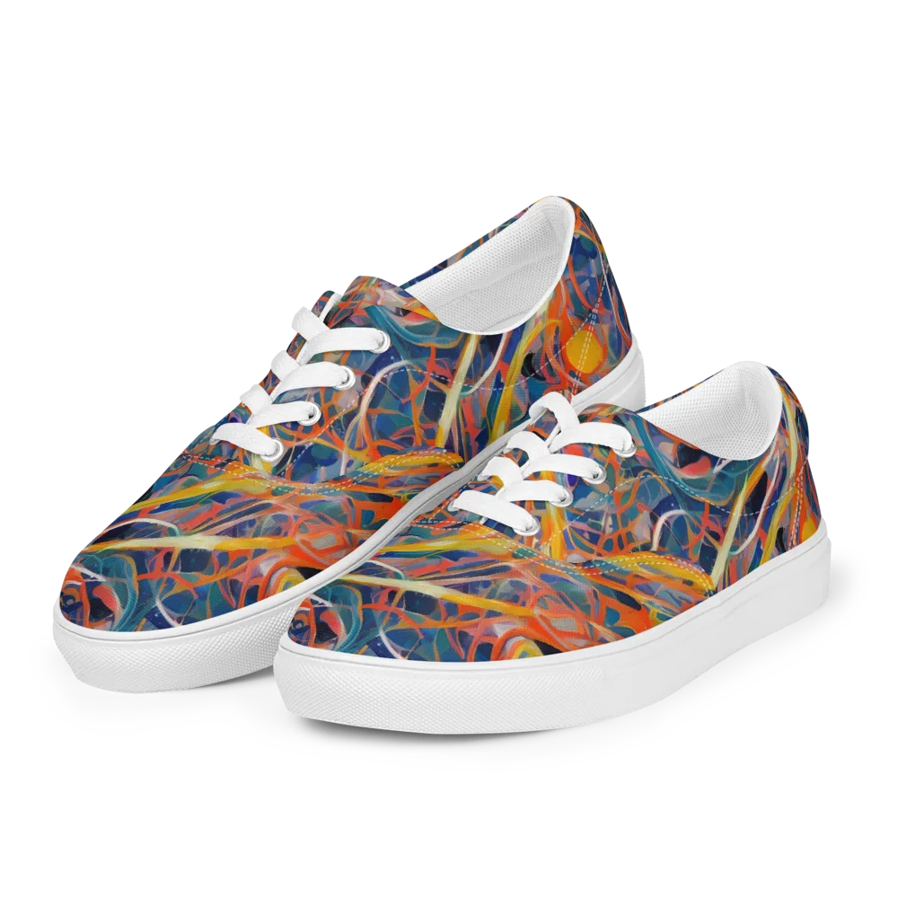 Vivid Tangle on Men's Lace-Up Canvas Shoes — Left Front