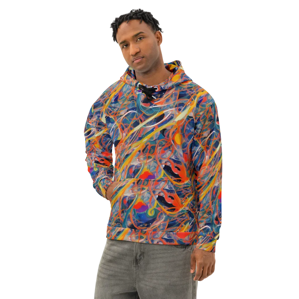 Vivid Tangle on Cotton Hoodie — Left Front