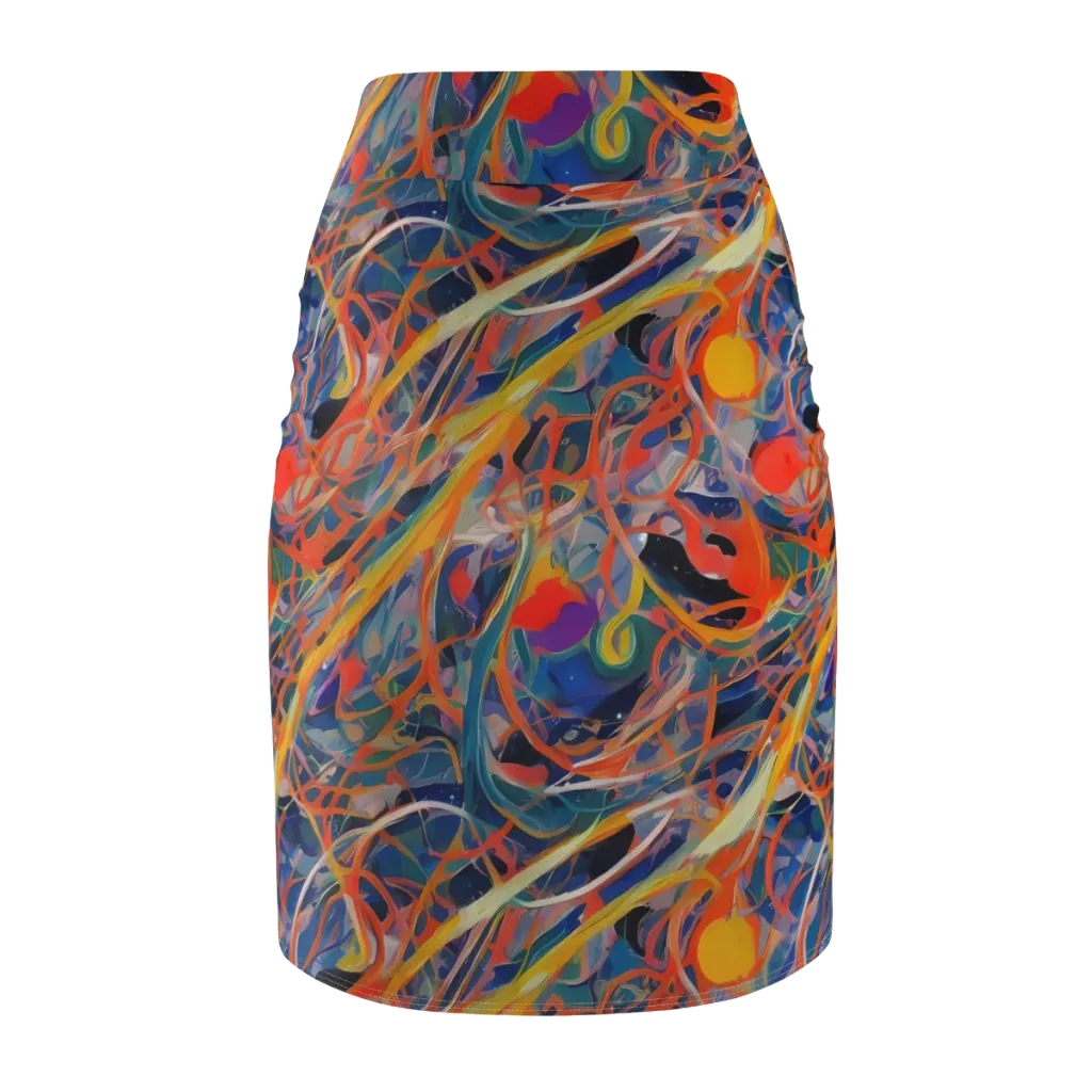 Vivid Tangle on Pencil Skirt — Back