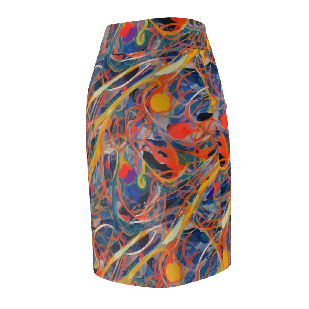 Vivid Tangle on Pencil Skirt — Back Side