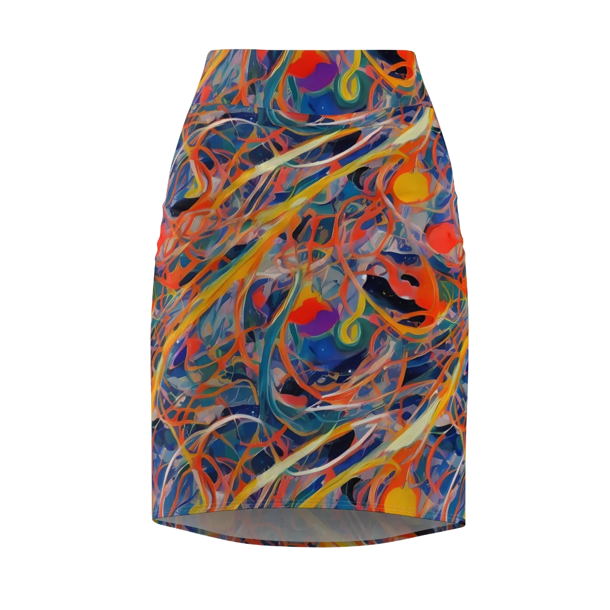 Vivid Tangle on Pencil Skirt — Front