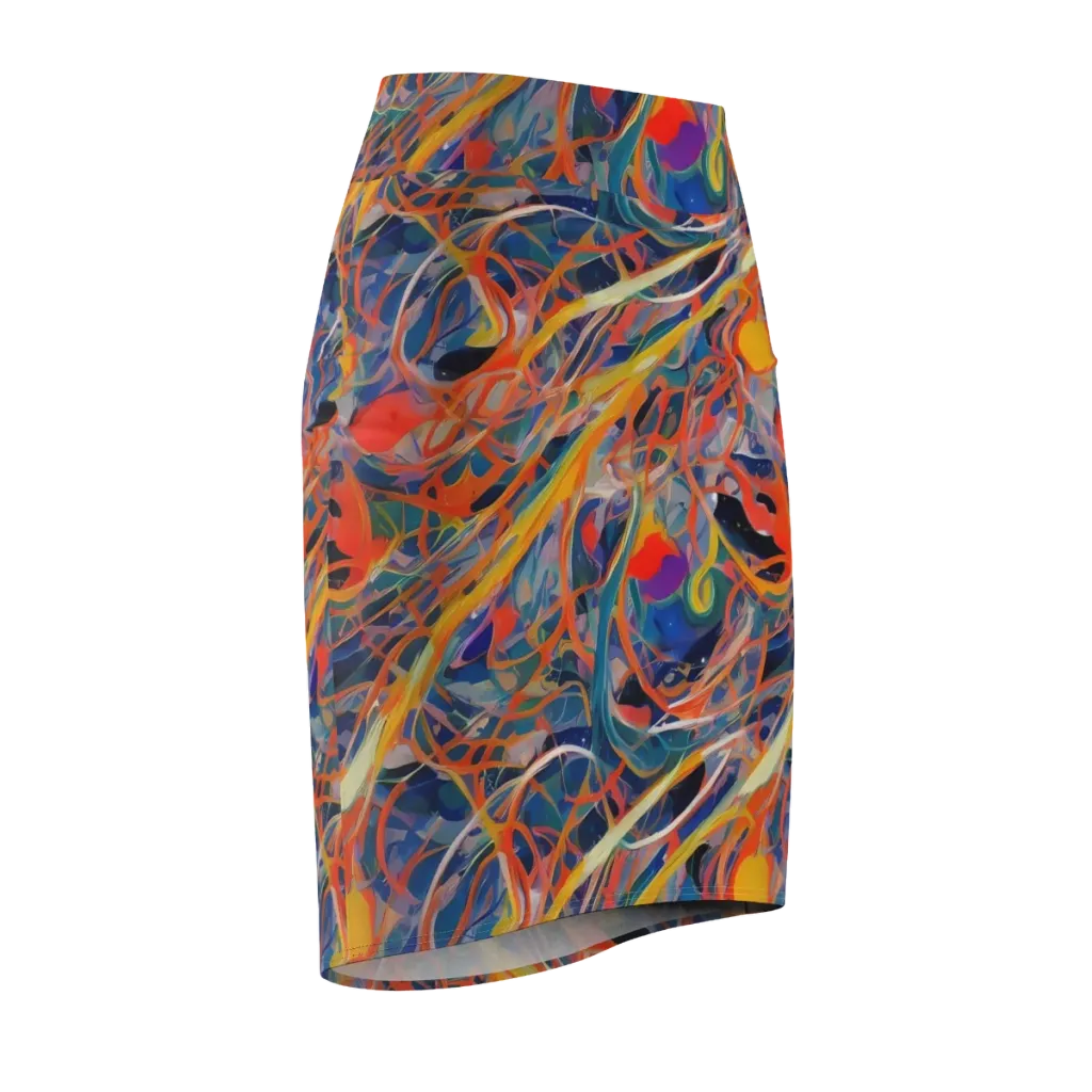 Vivid Tangle on Pencil Skirt — Front Side
