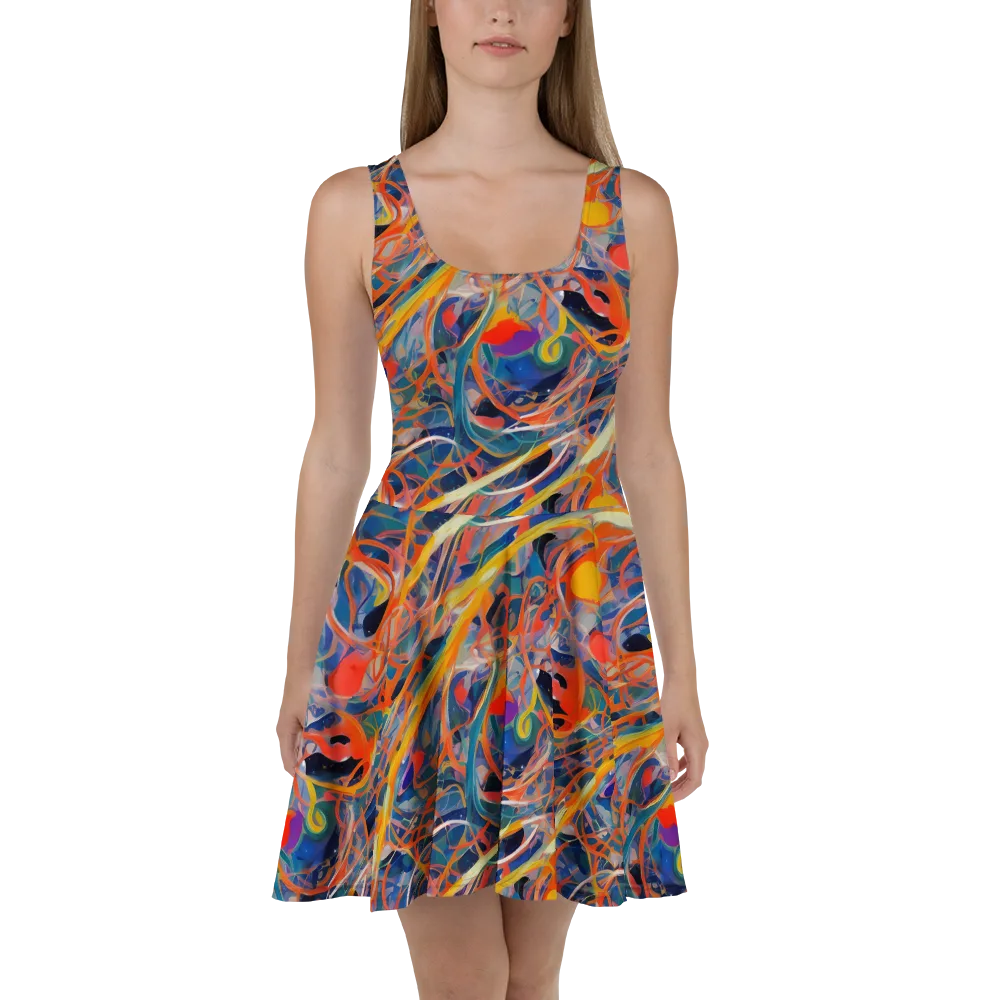Vivid Tangle on Skater Dress — Front