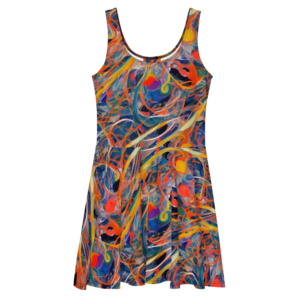 Vivid Tangle on Skater Dress — Front