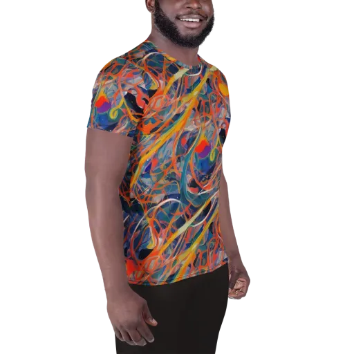 Vivid Tangle on a Men's Athletic T-Shirt