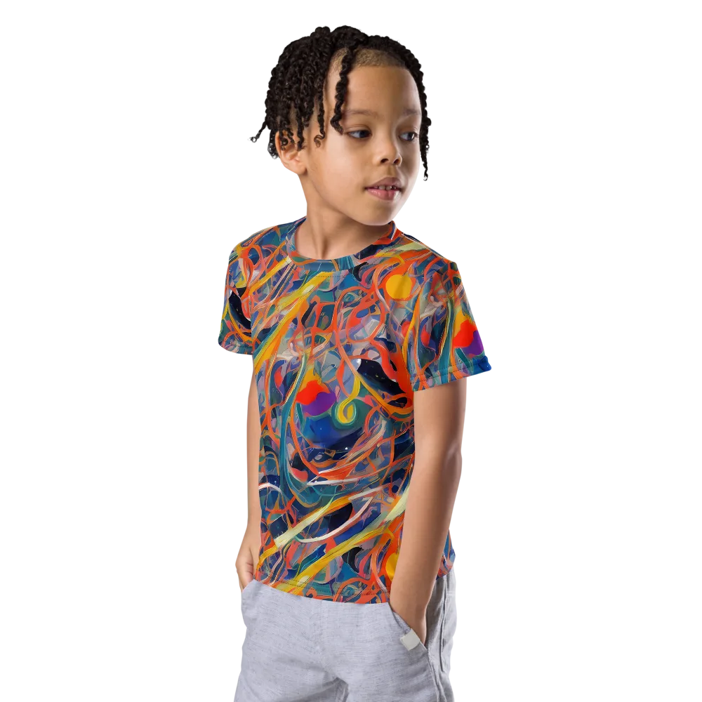 Vivid Tangle on Kids Crew Neck T-Shirt — Left Front