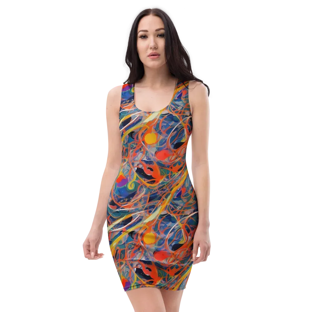 Vivid Tangle on Bodycon Dress — Front