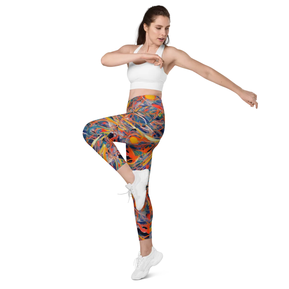 Vivid Tangle on Leggings with Pockets — Left Front