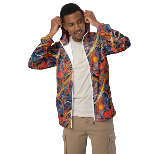 Vivid Tangle on a Men's Windbreaker