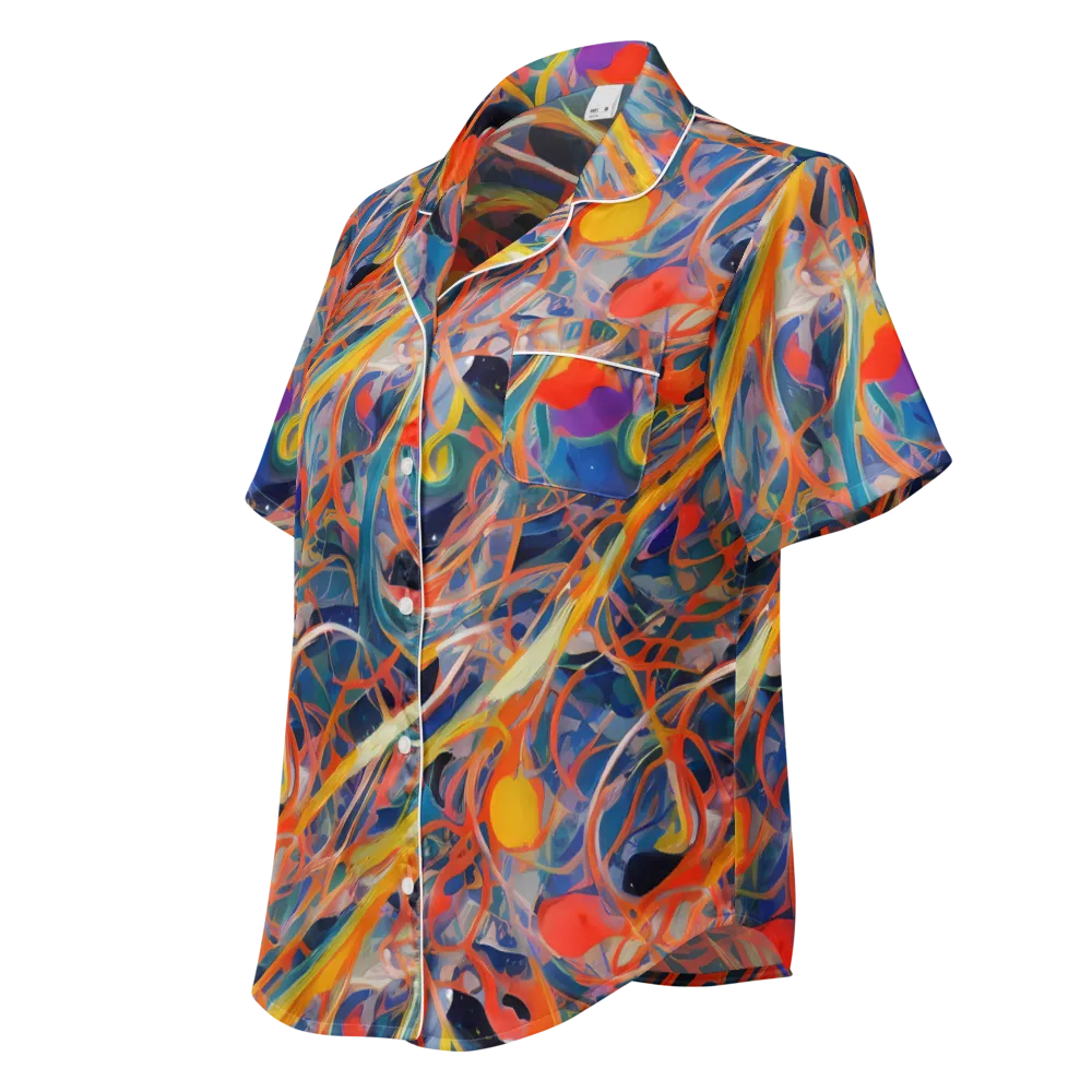 Vivid Tangle on Women's Short Sleeve Pajama Top — Left Front