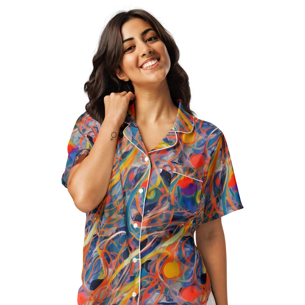 Vivid Tangle on Women's Short Sleeve Pajama Top — Front