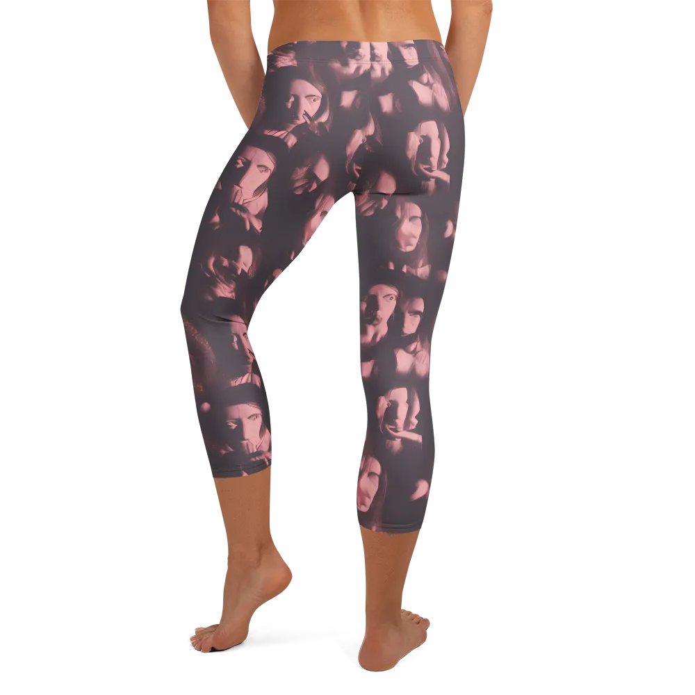 Portrait Whispers on Capri Leggings — Back